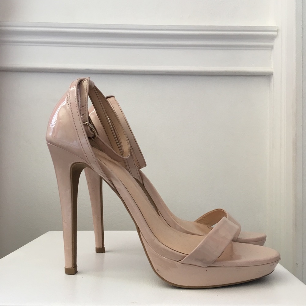 trendy nude sandal heels